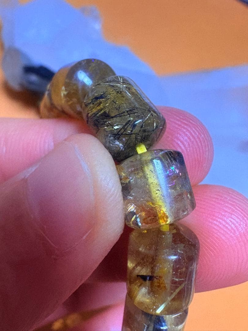 ゴールドルチルクォーツブレスレット　樽型