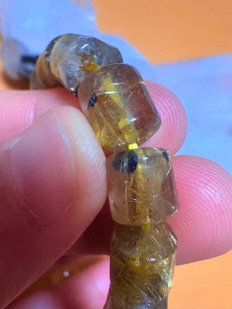 ゴールドルチルクォーツブレスレット　樽型