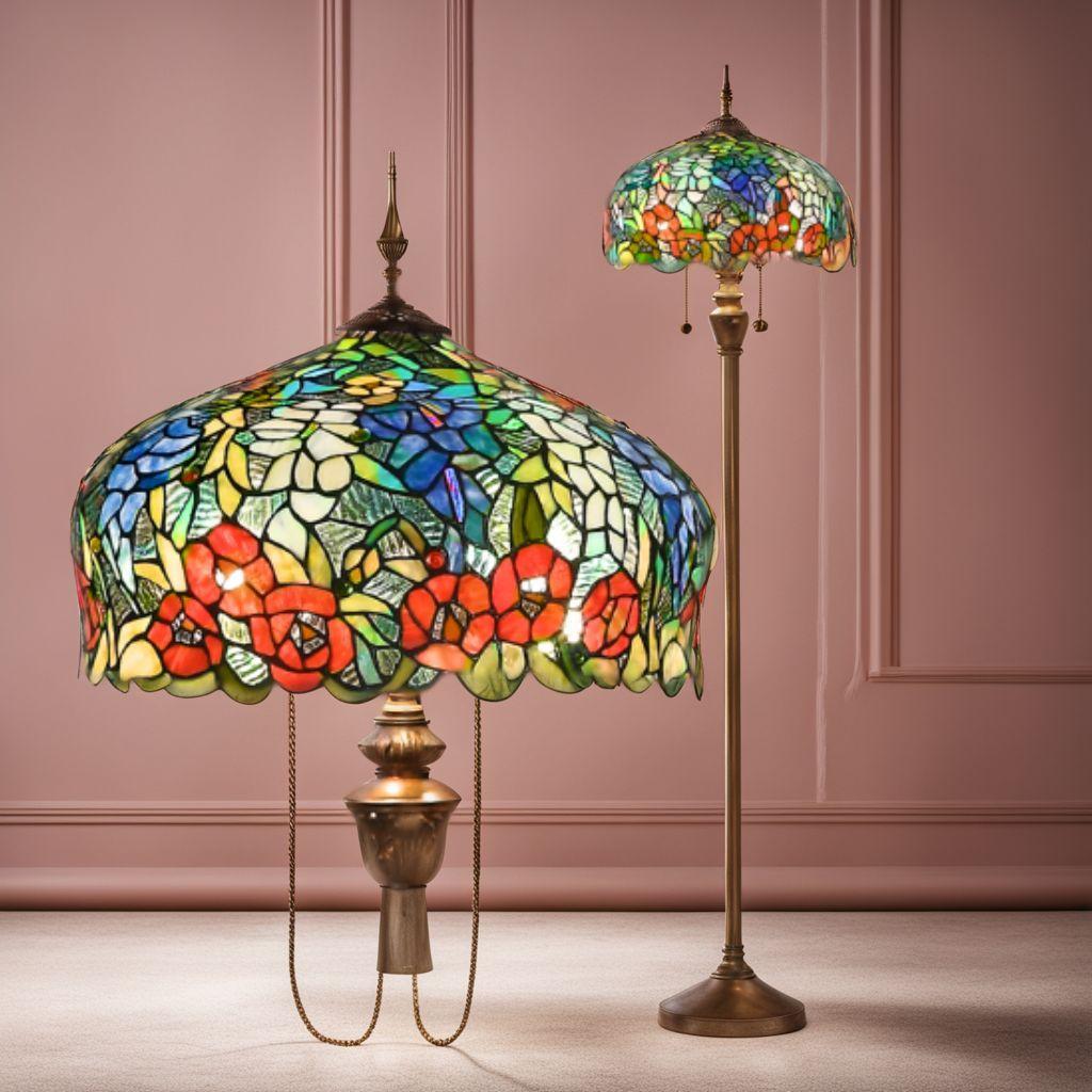 フロアライト 藤 アンティーク 薔薇 スタイル ステンドグラス