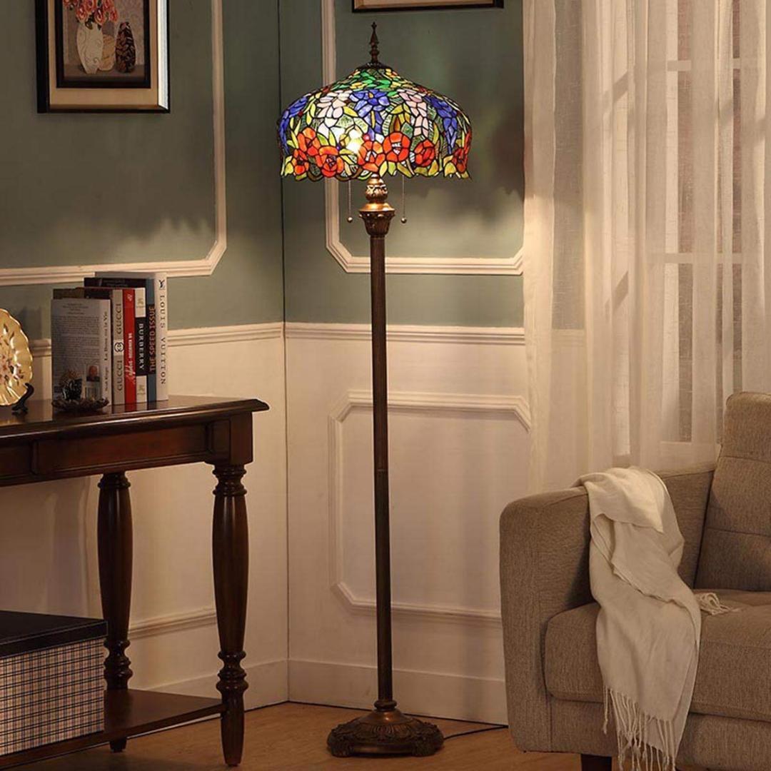 フロアライト 藤 アンティーク 薔薇 スタイル ステンドグラス