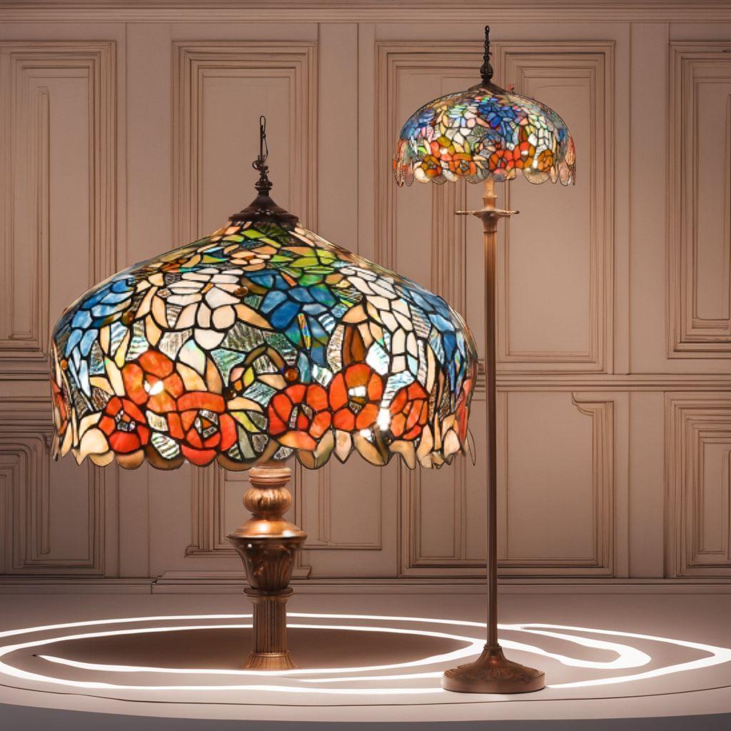 フロアライト 藤 アンティーク 薔薇 スタイル ステンドグラス