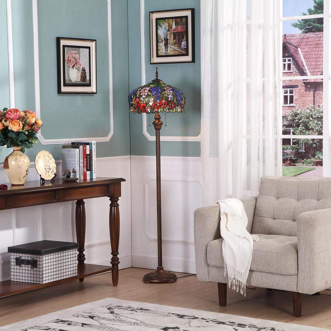 フロアライト 藤 アンティーク 薔薇 スタイル ステンドグラス