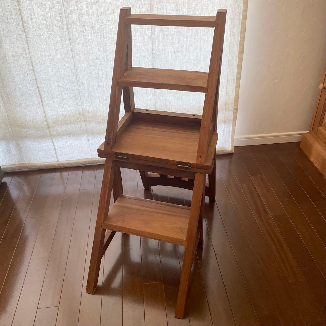 GALLUP ギャラップ 木製スラットバックチェア 脚立 変形 2way