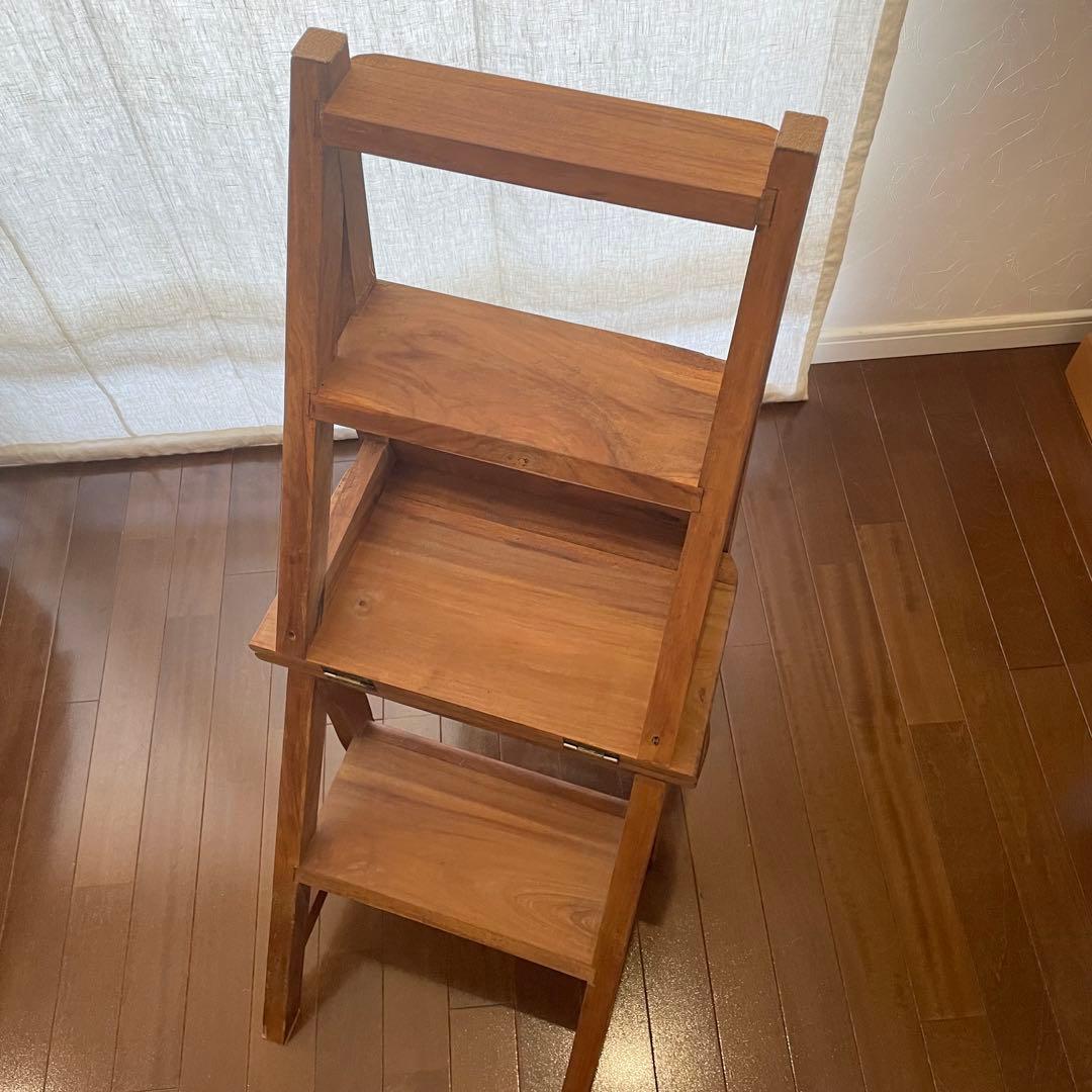 GALLUP ギャラップ 木製スラットバックチェア 脚立 変形 2way