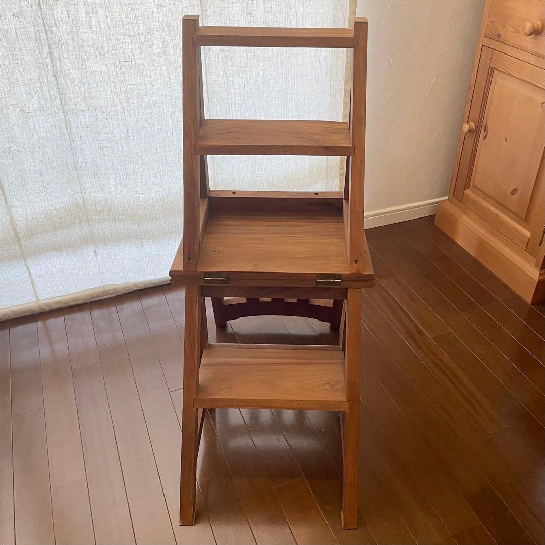 GALLUP ギャラップ 木製スラットバックチェア 脚立 変形 2way