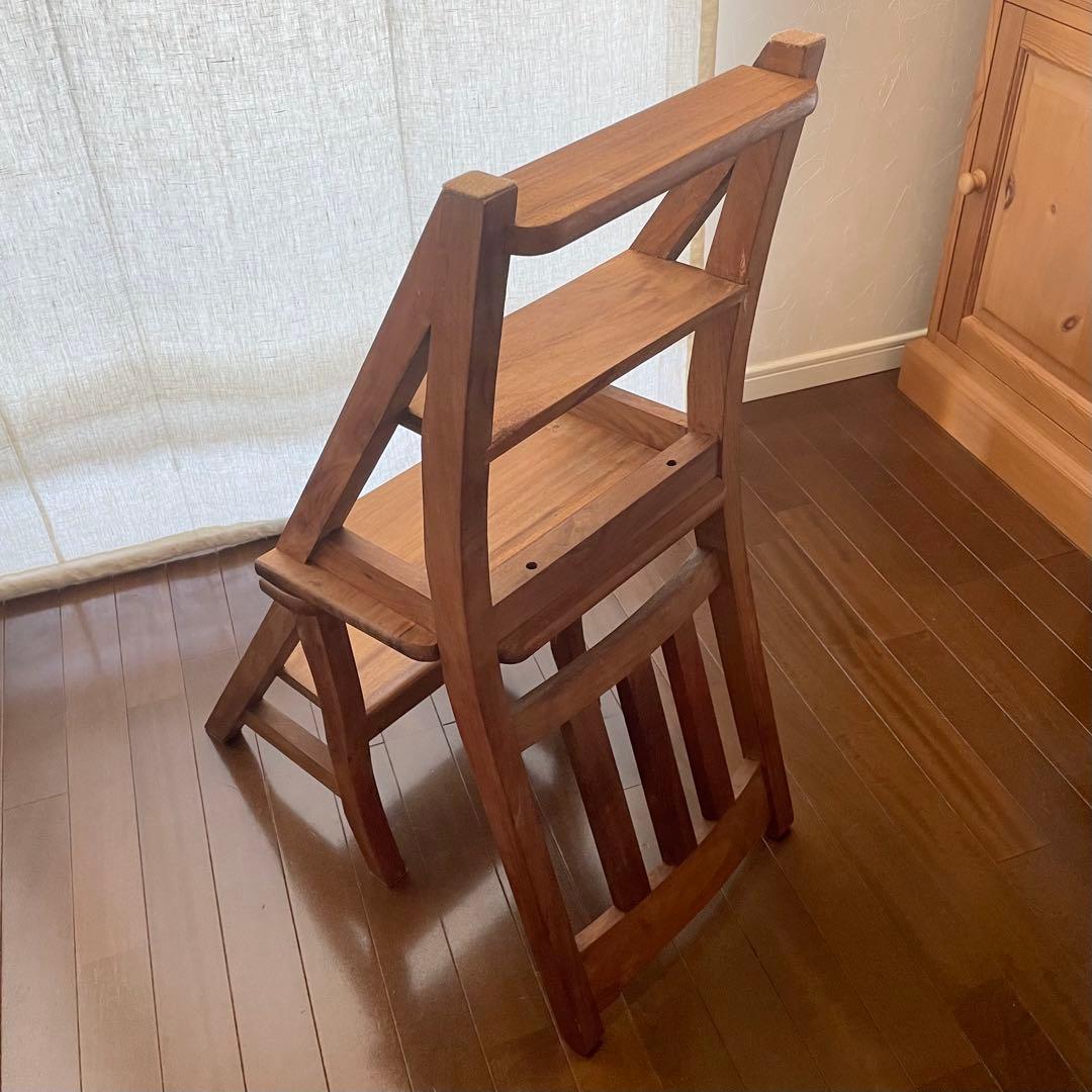 GALLUP ギャラップ 木製スラットバックチェア 脚立 変形 2way