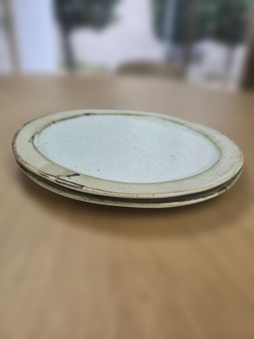 美濃焼　カネコ小兵　土ものマット丸々大皿　シロン2枚セット