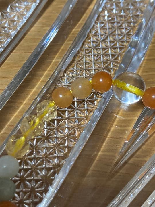 シトリンとオレンジアベンチュリンと翡翠のブレスレット（15センチ）