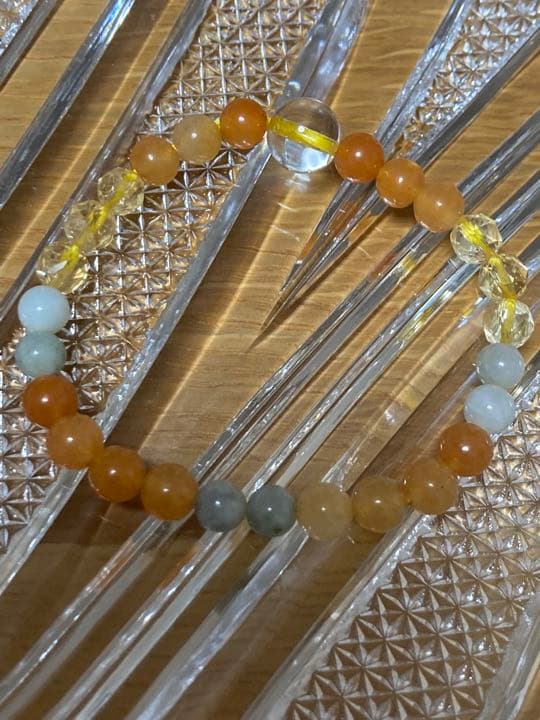 シトリンとオレンジアベンチュリンと翡翠のブレスレット（15センチ）