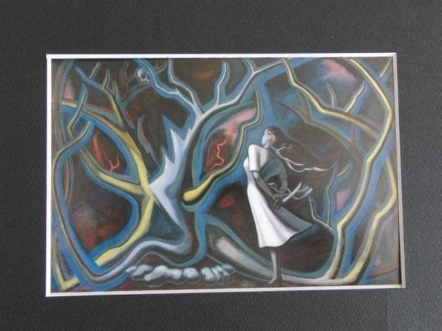 岡本太郎、〈夜〉、希少な額装用画集より、状態良好、新品額装付