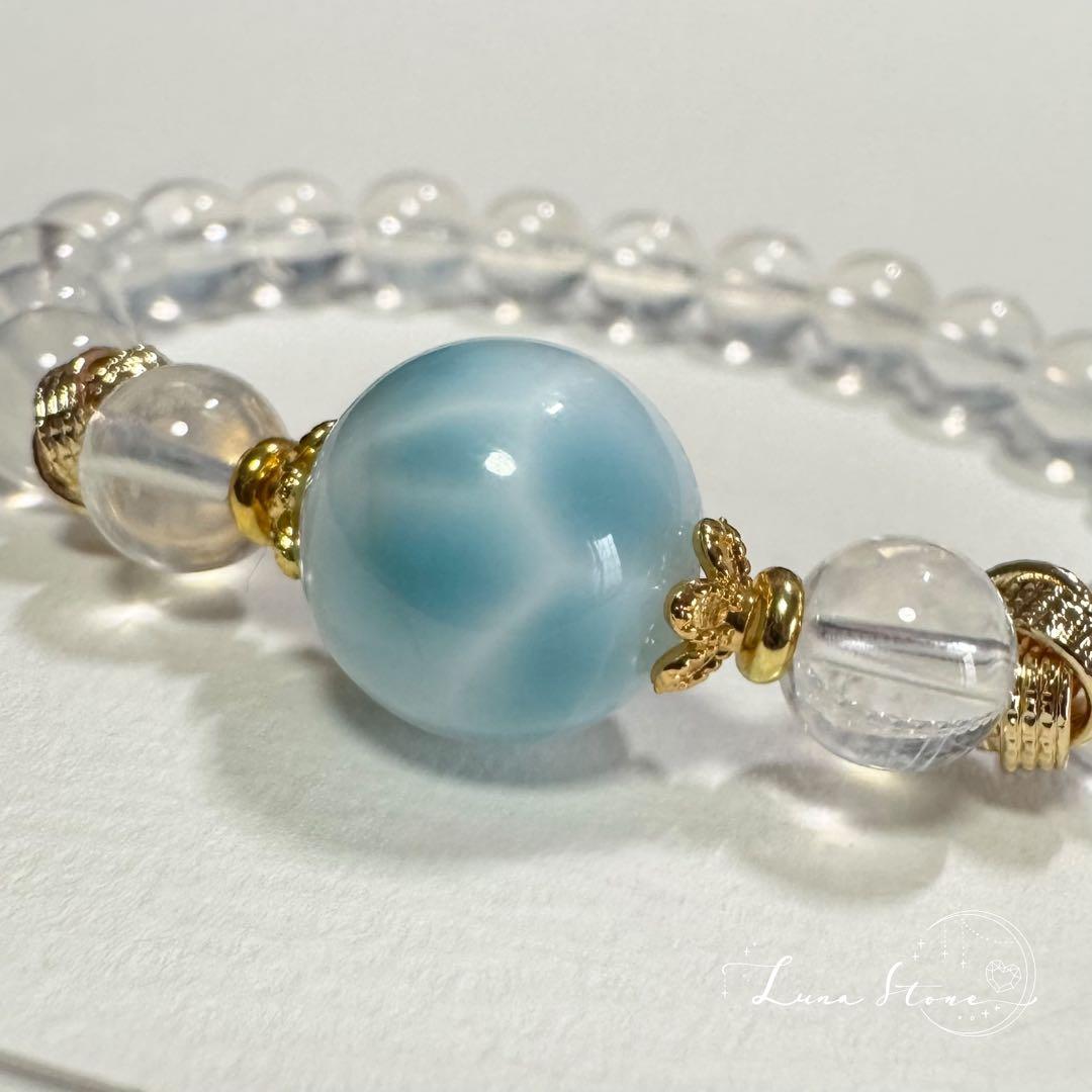 ラリマー × エンジェルラダークォーツ】 やさしい空色 天然石 ブレスレット