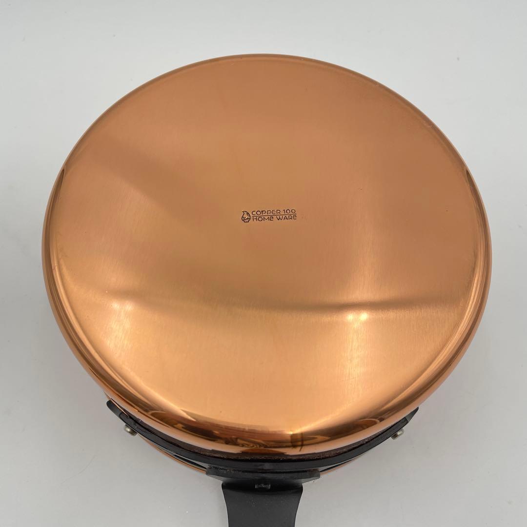 未使用　新光金属　純銅　COPPER100 鎚目入り　　片手鍋 蓋付