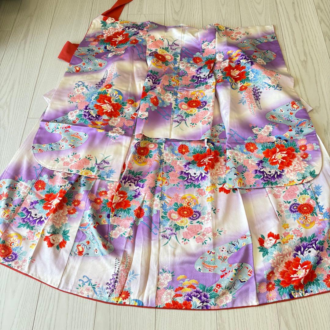 七五三用 紫色 花柄着物
