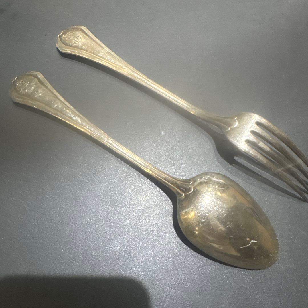 1900アンティークChristofle銀フォークと銀スプーンのセットアールデコ