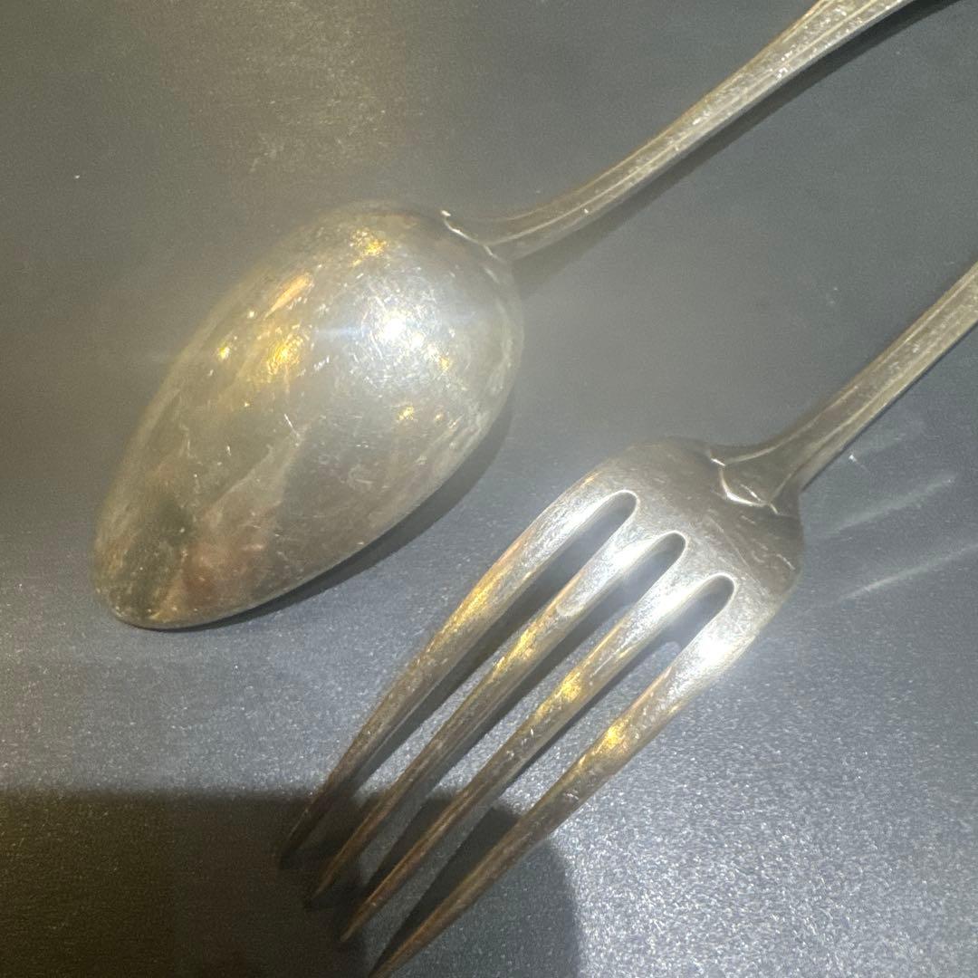 1900アンティークChristofle銀フォークと銀スプーンのセットアールデコ
