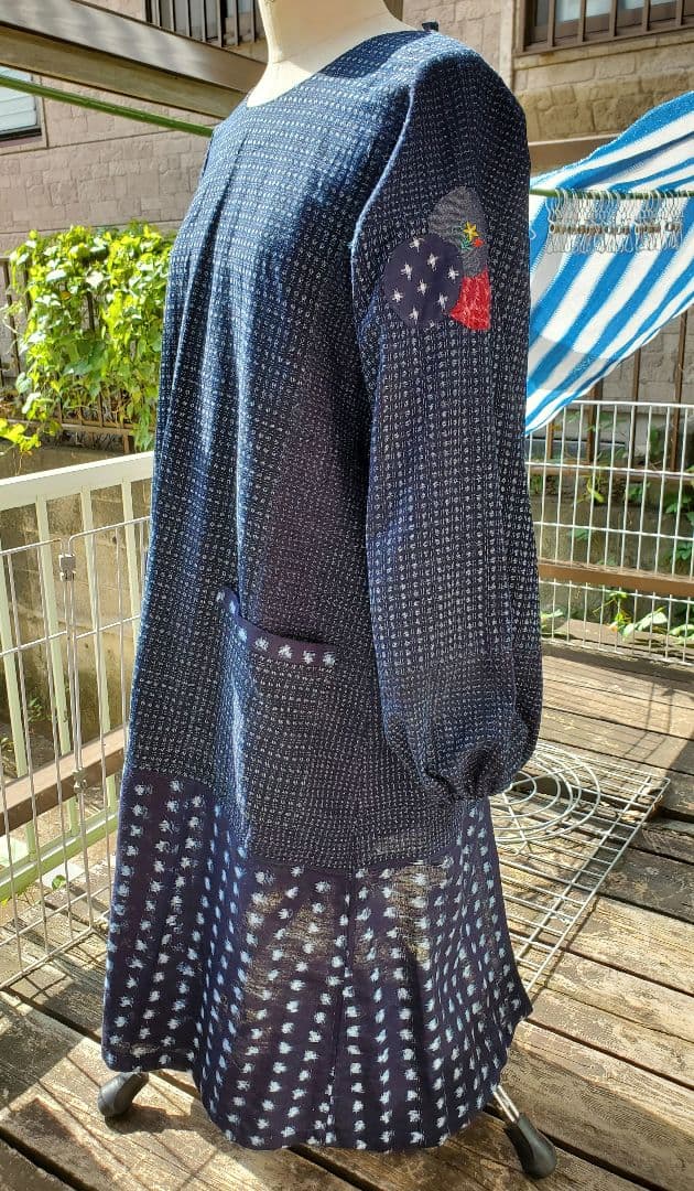 久留米絣の割烹着、エプロン