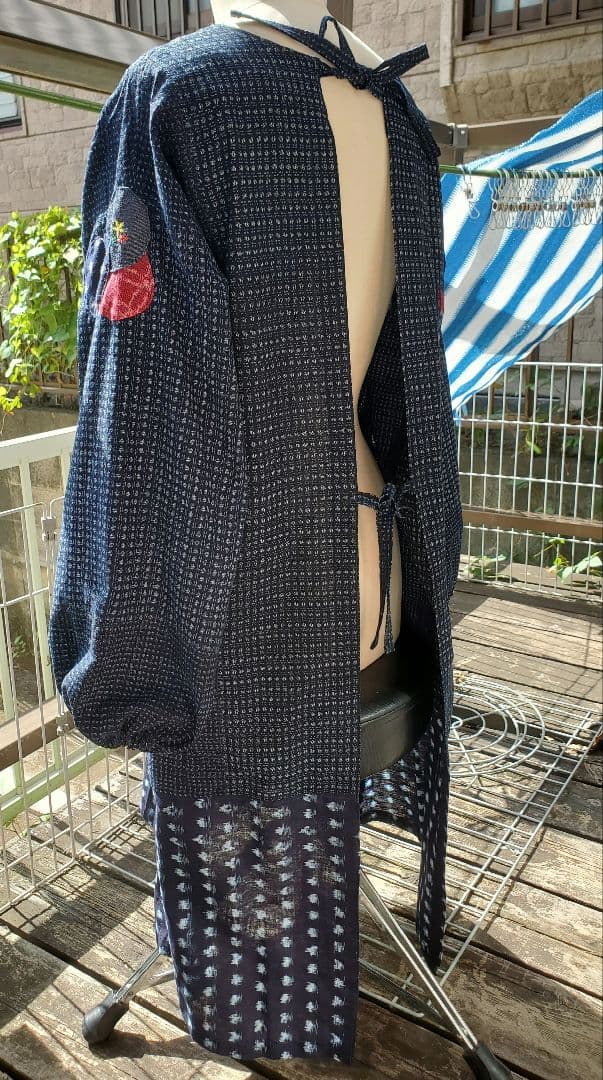 久留米絣の割烹着、エプロン