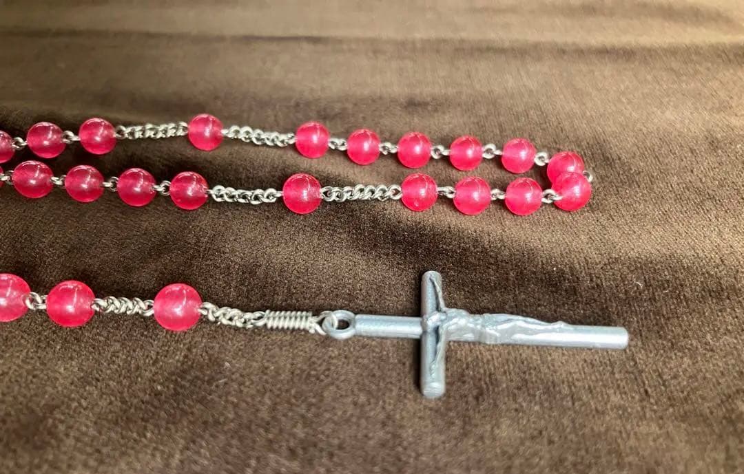 カトリック ロザリオ 手編み ピンクメノウ 長崎編み - メルカリ