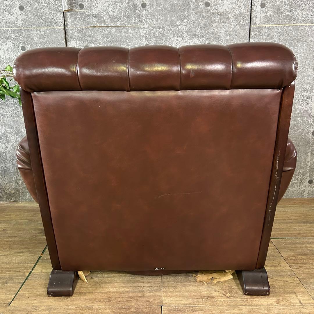 ꧁カリモク家具 karimoku꧂オールドカリモク 1Pレザーアームソファ