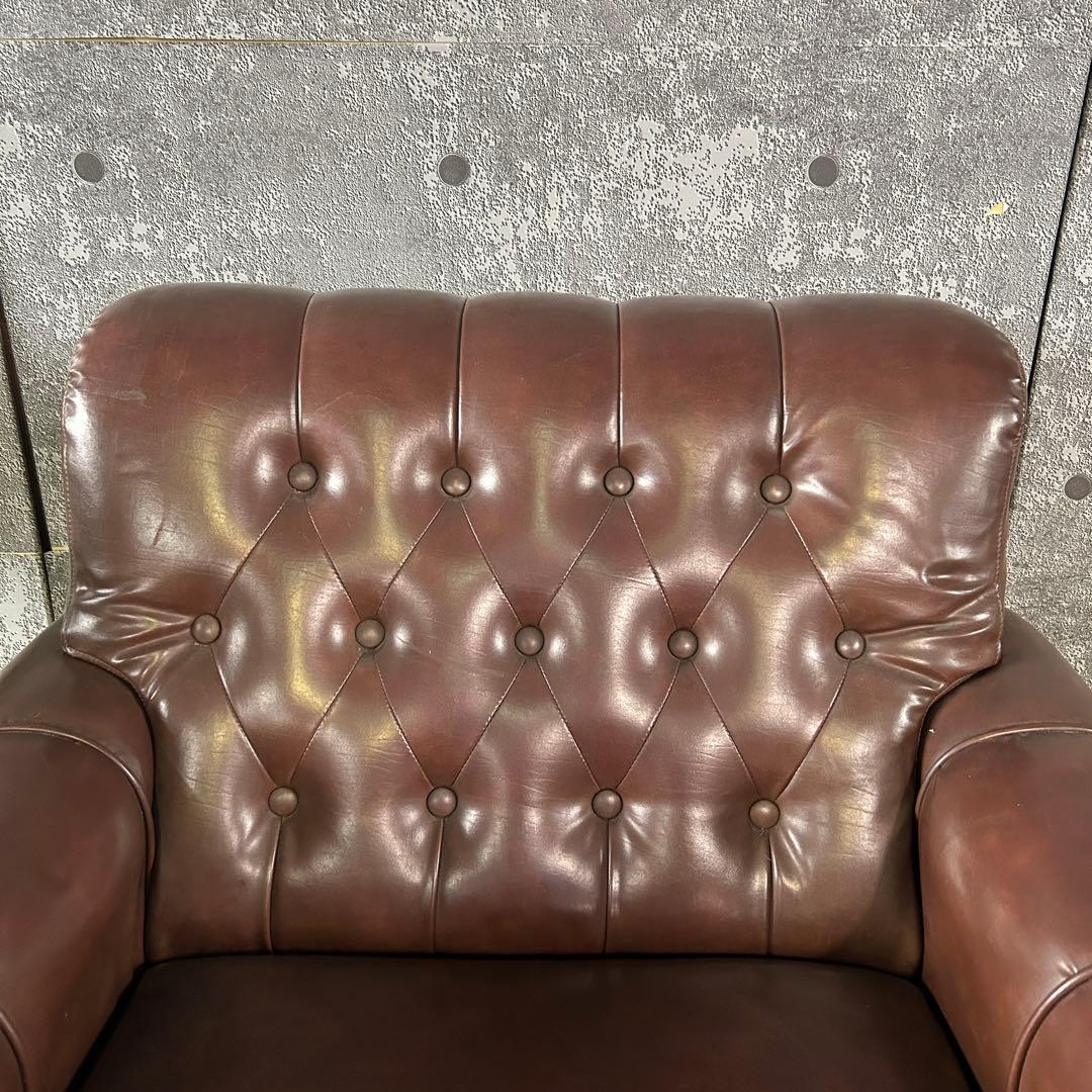 ꧁カリモク家具 karimoku꧂オールドカリモク 1Pレザーアームソファ