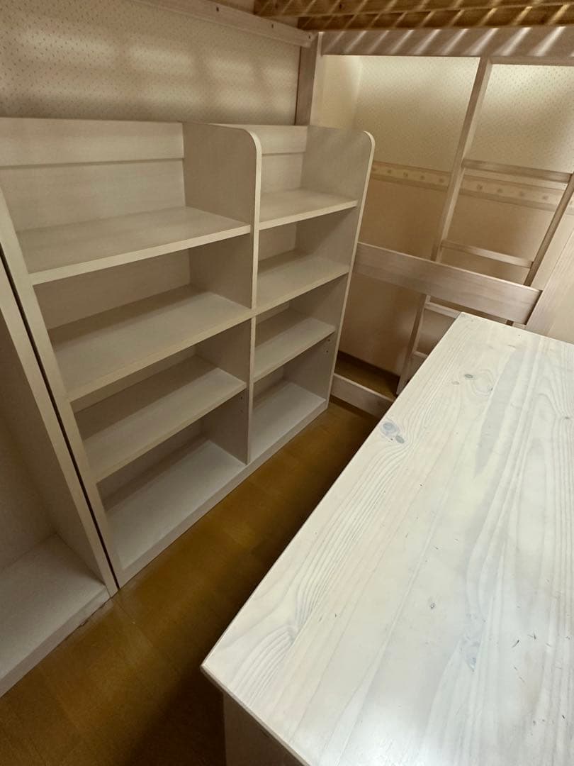 ☆引き取り限定☆ホワイトロフトベッド・デスクセット