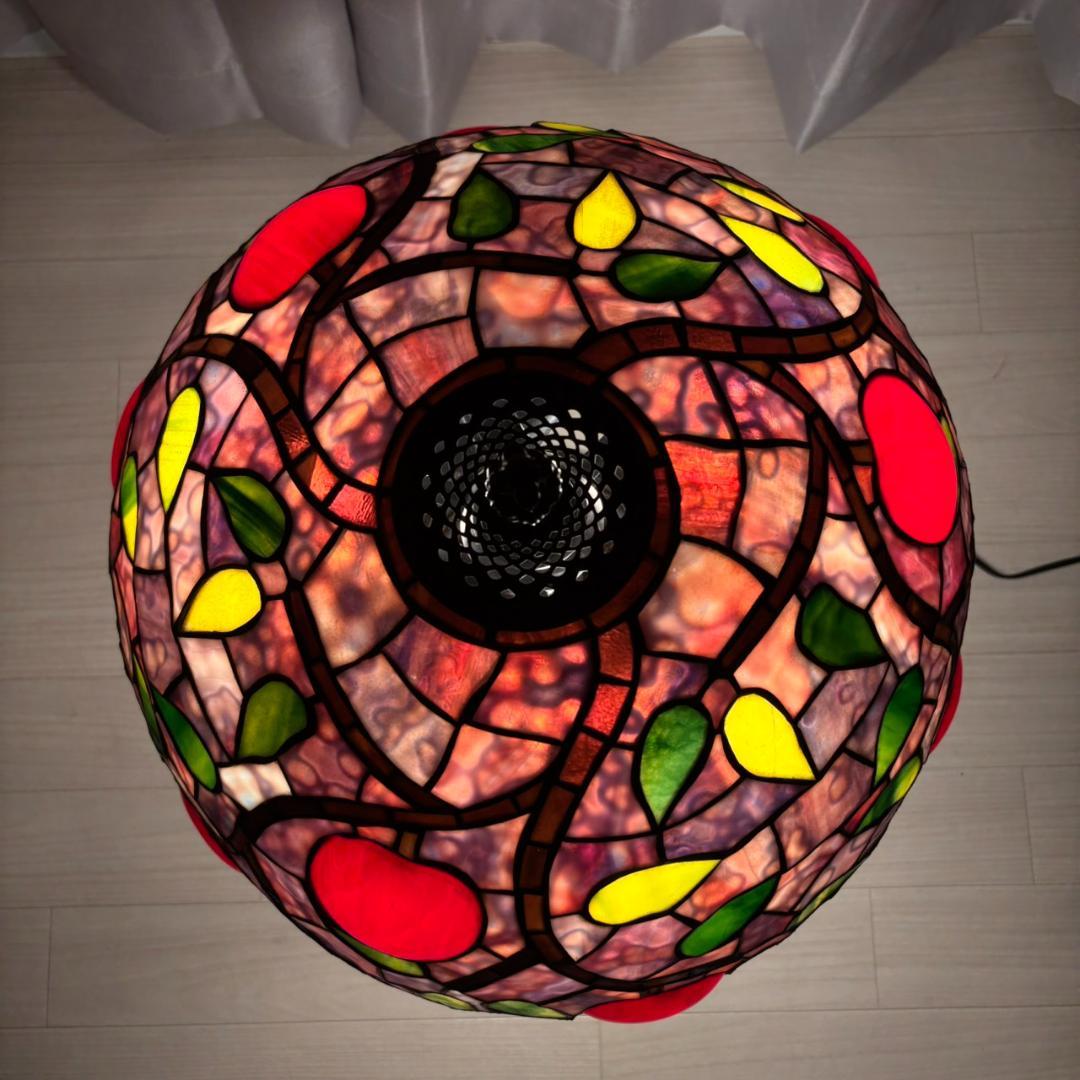 高さ約60㎝ アンティーク ヴィンテージ ステンドランプ 3灯 りんご