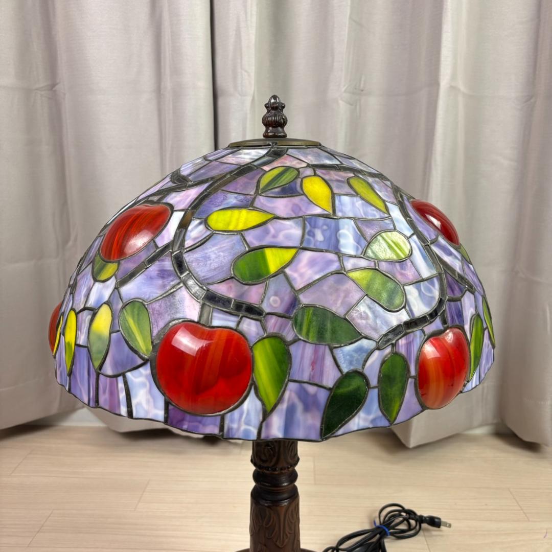 高さ約60㎝ アンティーク ヴィンテージ ステンドランプ 3灯 りんご