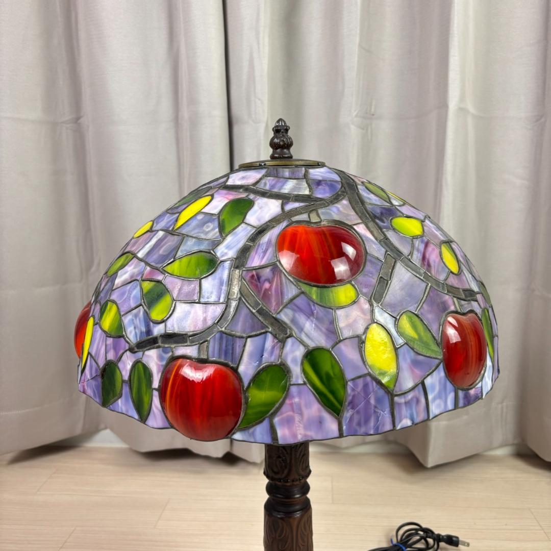 高さ約60㎝ アンティーク ヴィンテージ ステンドランプ 3灯 りんご