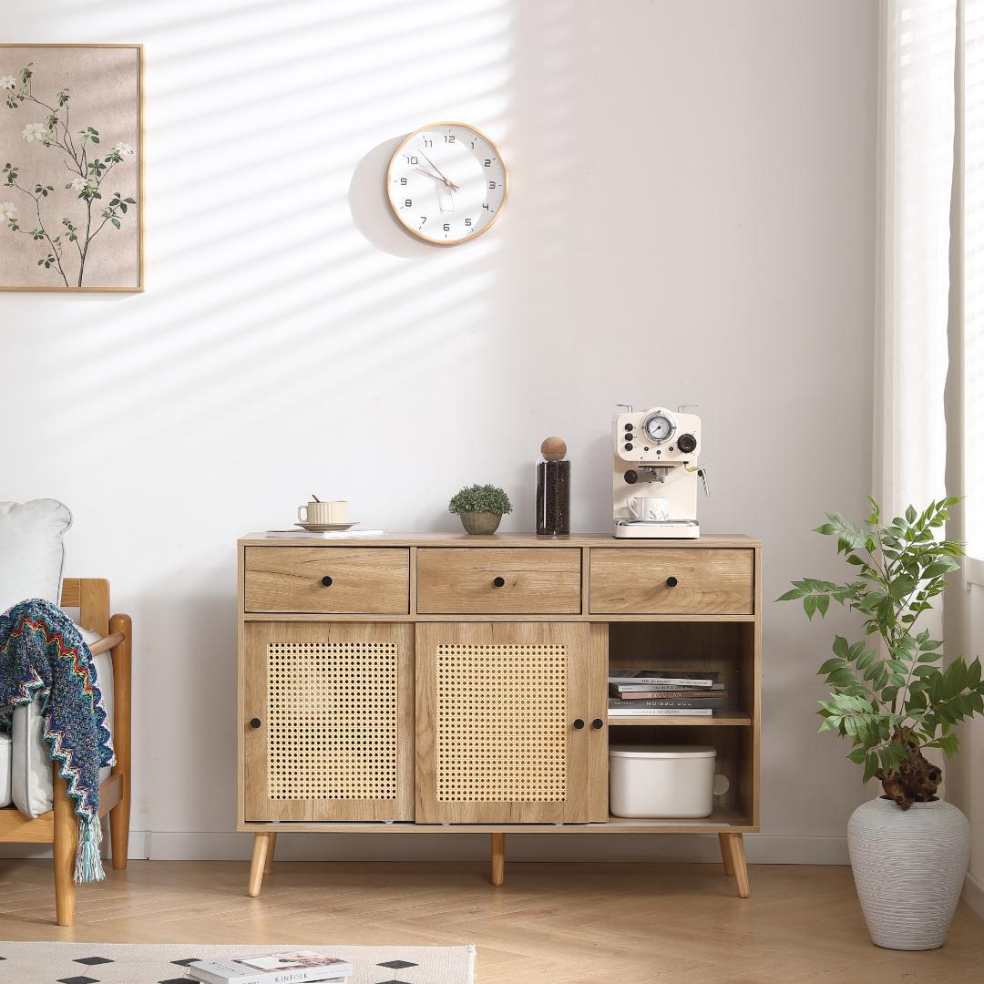 人気再入荷！サイドボード チェストラタン調　収納棚 整理タンス 北欧　収納 箪笥