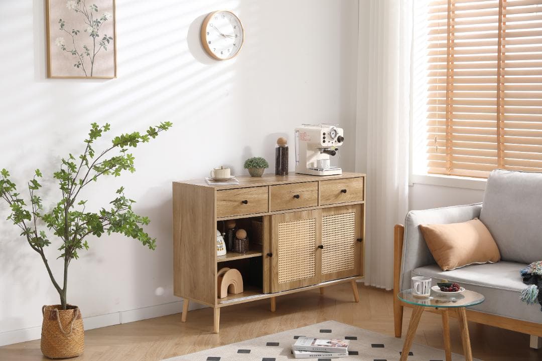 人気再入荷！サイドボード チェストラタン調　収納棚 整理タンス 北欧　収納 箪笥