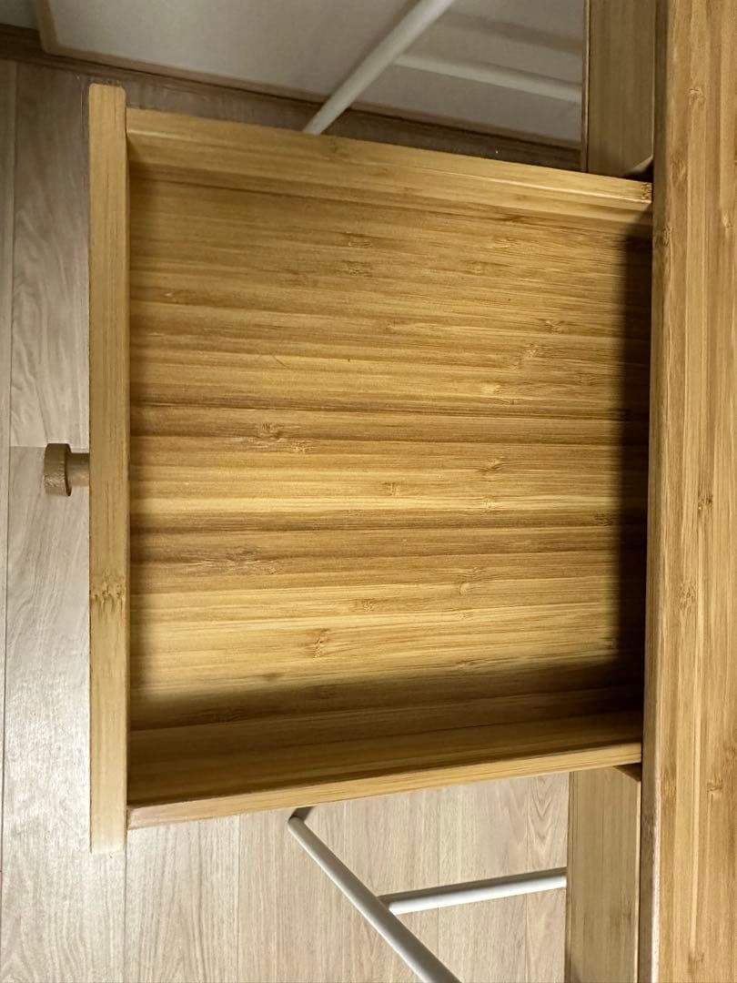 IKEA LILLÅSEN リルオーセン バンブーデスク ホワイト脚 3引き出し