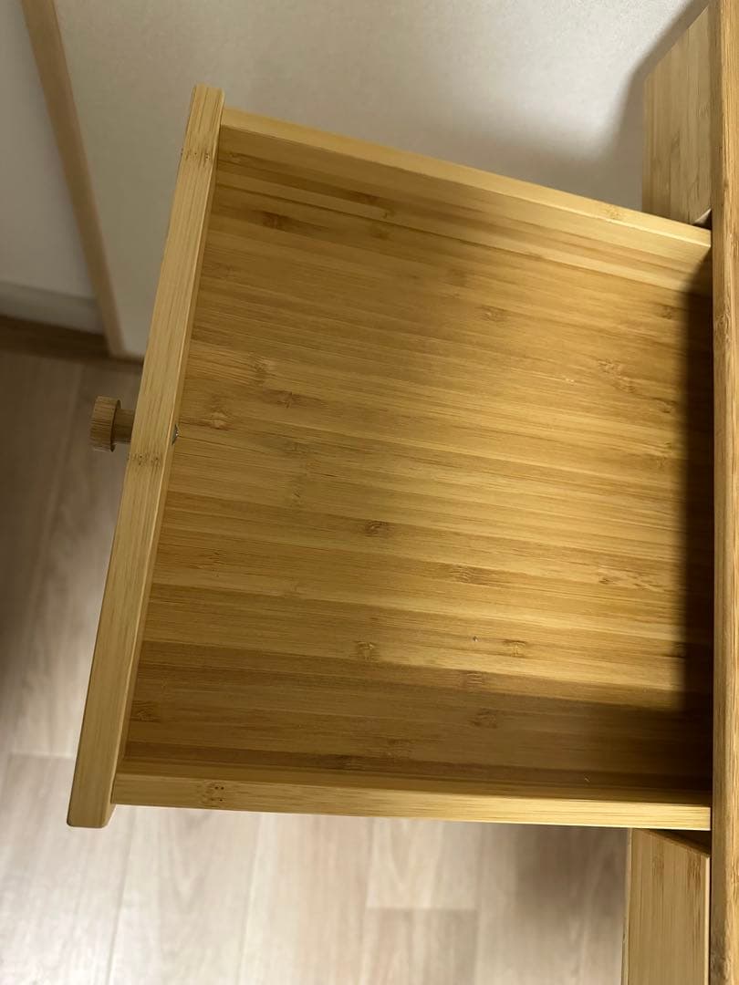 IKEA LILLÅSEN リルオーセン バンブーデスク ホワイト脚 3引き出し