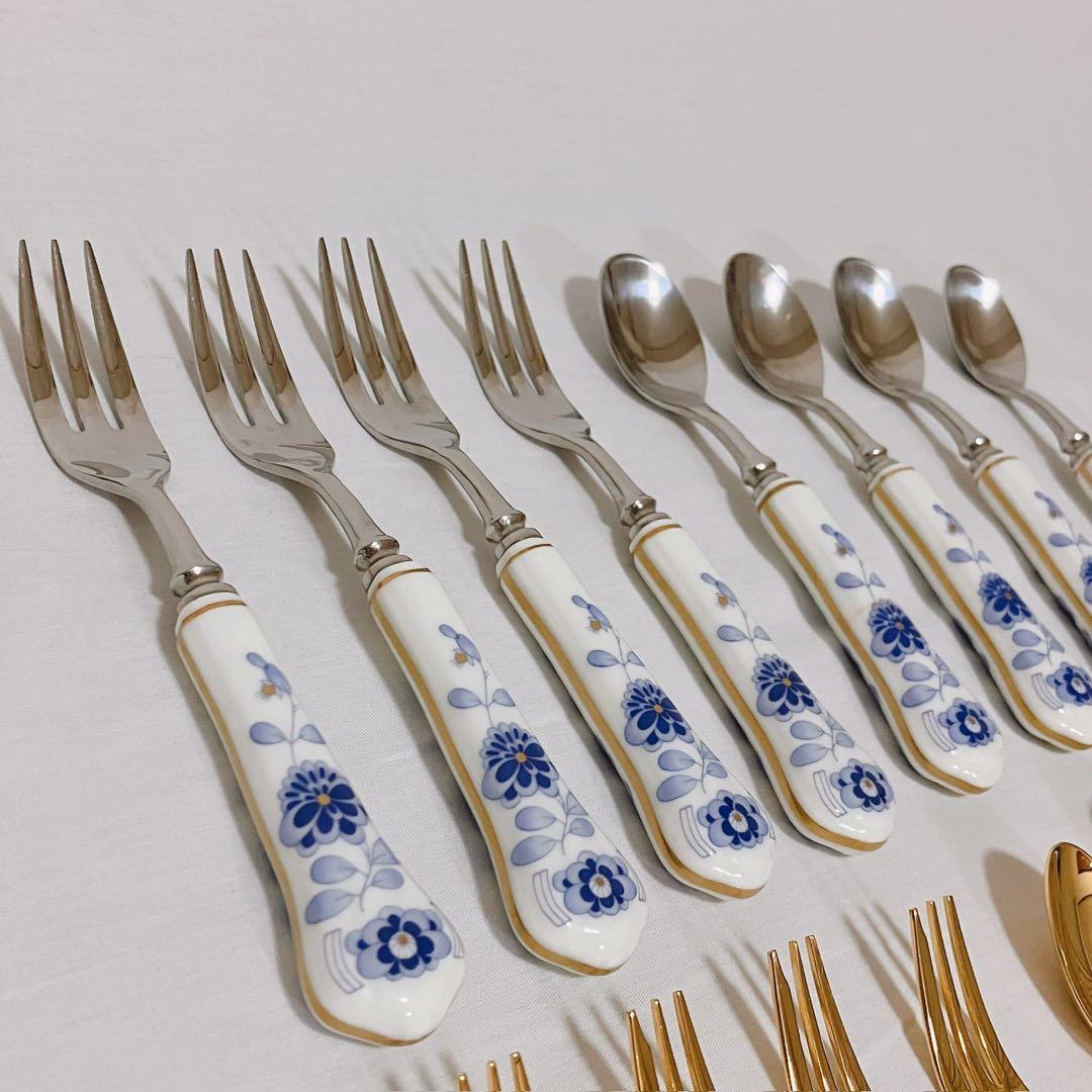 NARUMI ケーキフォーク スプーンセット 金銀8組