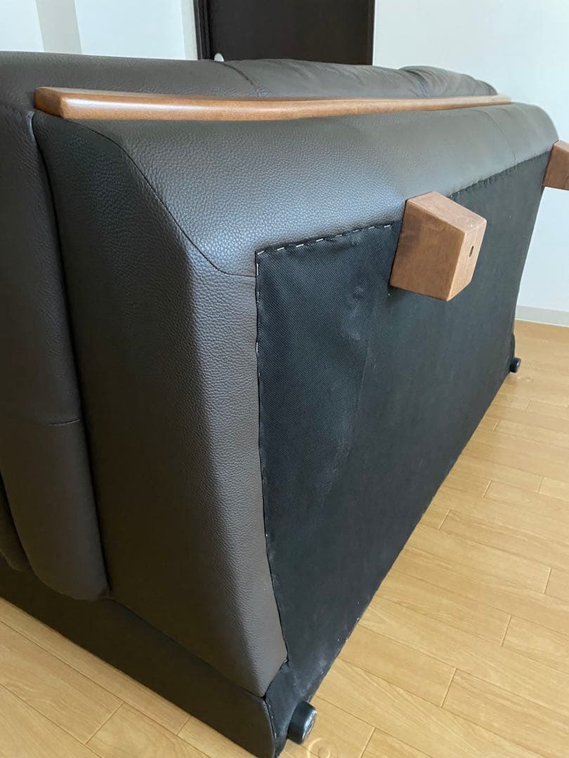 革ソファ　2.5人掛け シボ加工　茶色　日本製　ソファー　ブラウス　牛革