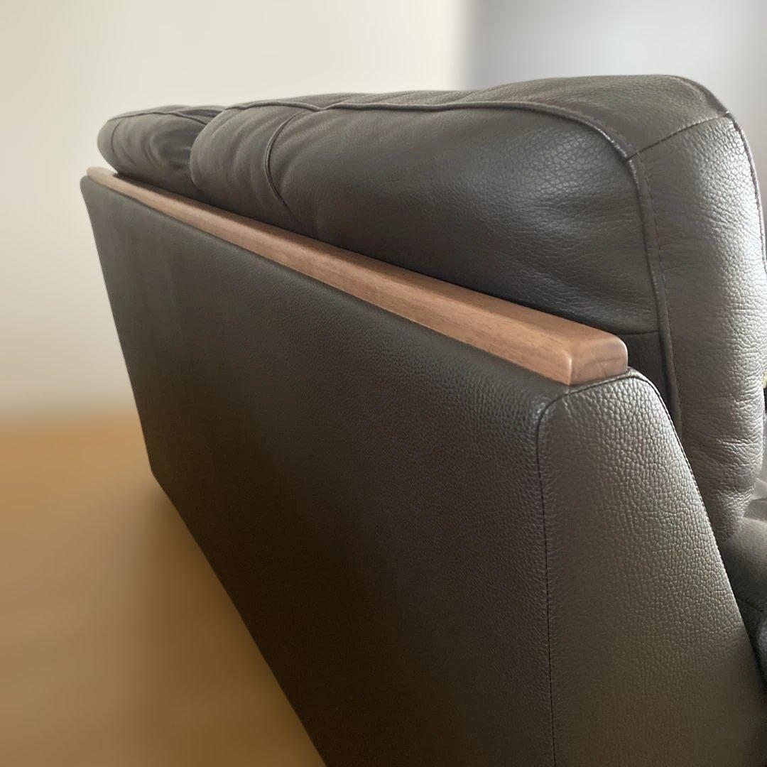 革ソファ　2.5人掛け シボ加工　茶色　日本製　ソファー　ブラウス　牛革