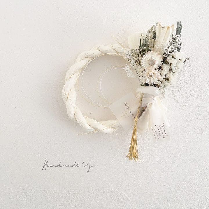 2wayしめ縄　しめ縄飾り　ナチュラル　ドライフラワー　スワッグ