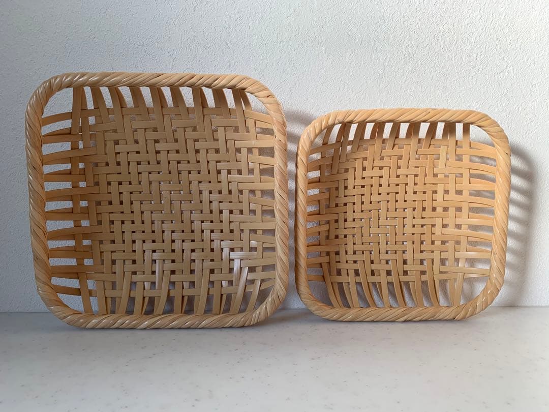 竹聲館　盛りかご　網代編み　正方形