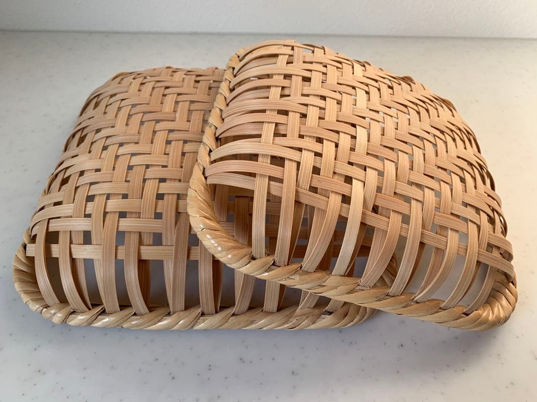 竹聲館　盛りかご　網代編み　正方形