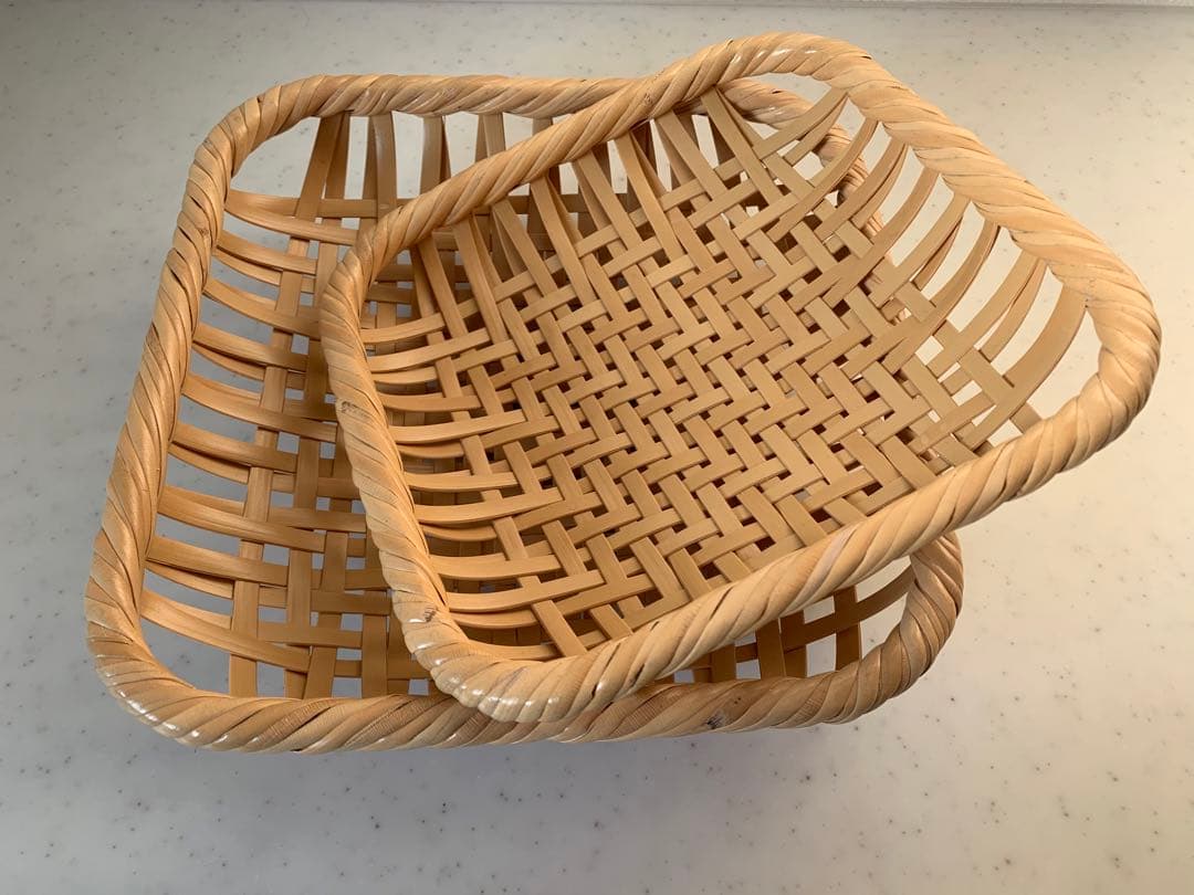 竹聲館　盛りかご　網代編み　正方形