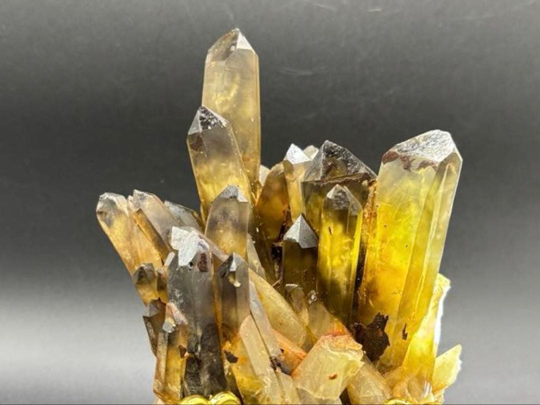 天然石　特大　スモーキーシトリンクラスター　金運　台座付き　#931