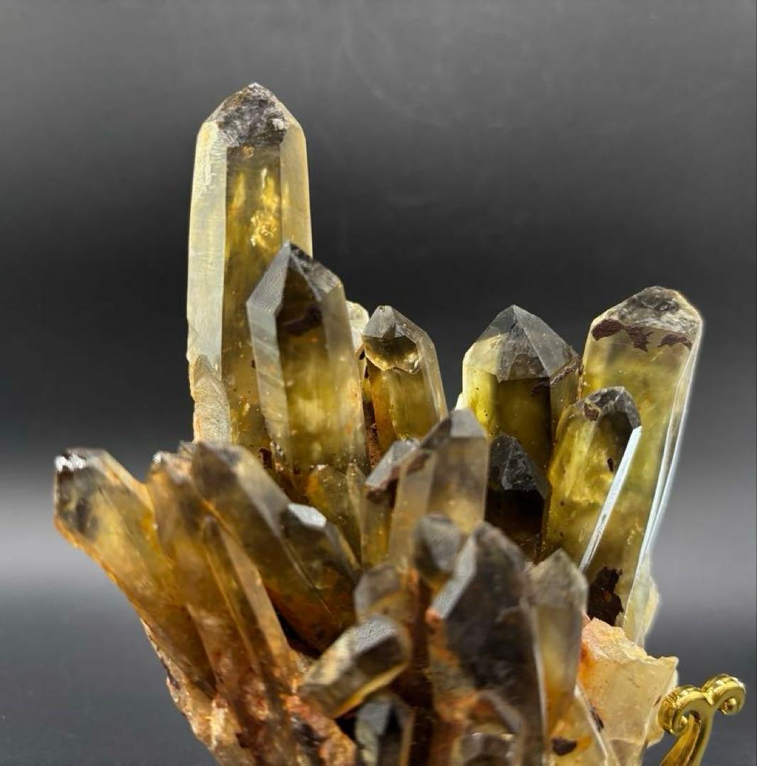 天然石　特大　スモーキーシトリンクラスター　金運　台座付き　#931