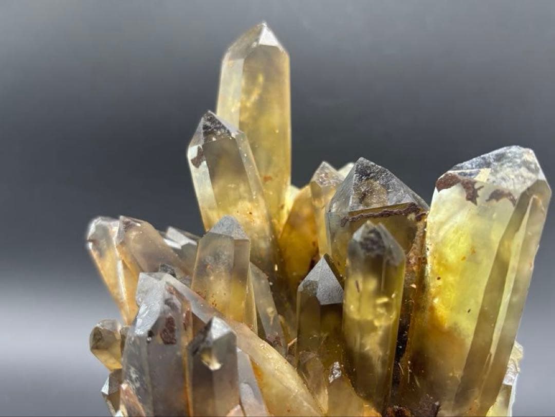 天然石　特大　スモーキーシトリンクラスター　金運　台座付き　#931