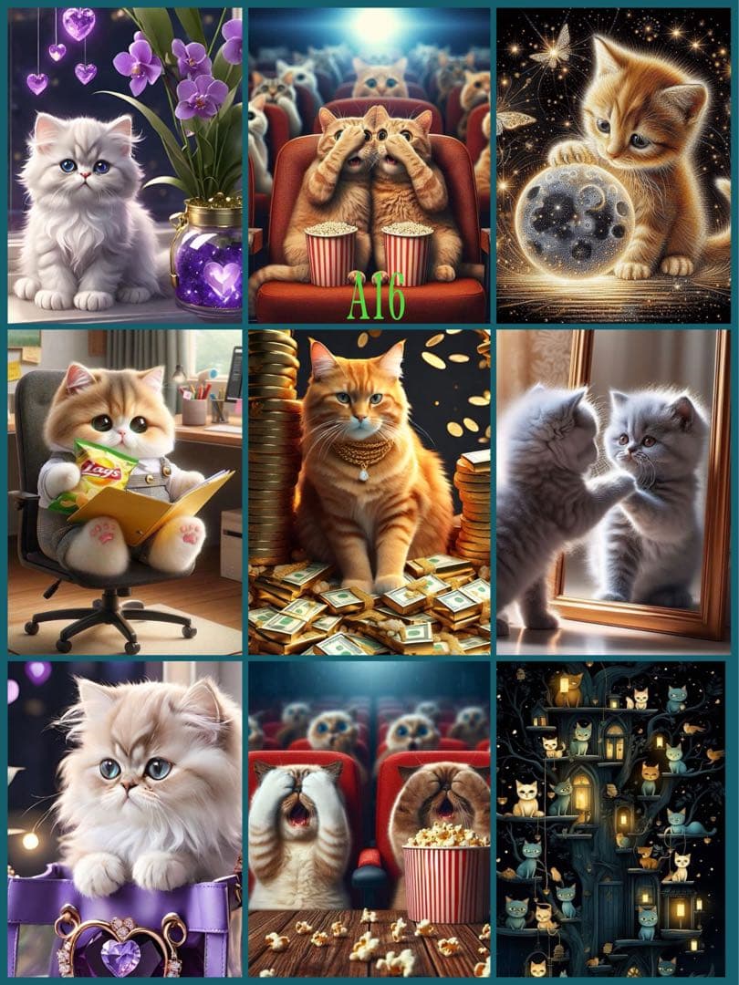 可愛い猫ちゃんパネル生地A1（先着16枚）完売❣️