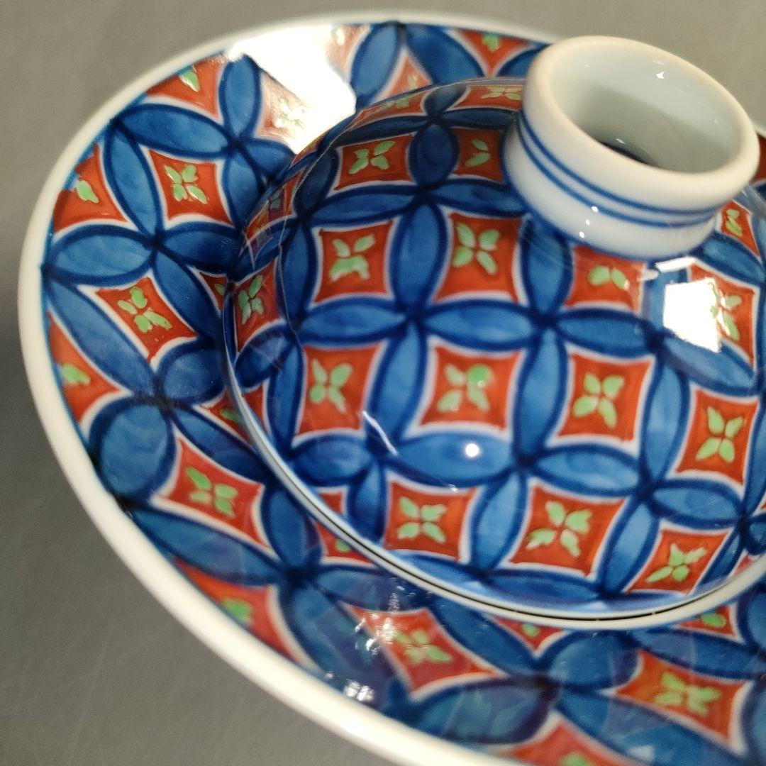 A1310-4/有田焼/源右衛門窯/染錦七宝文珍味入5客/銘々皿/懐石道具/