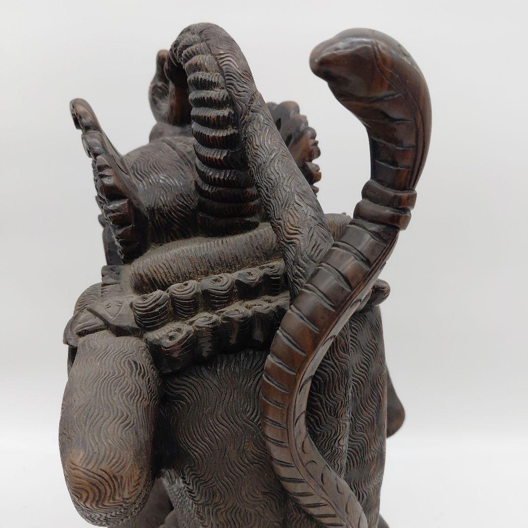 バリ　ハヌマーンと龍　黒檀彫刻