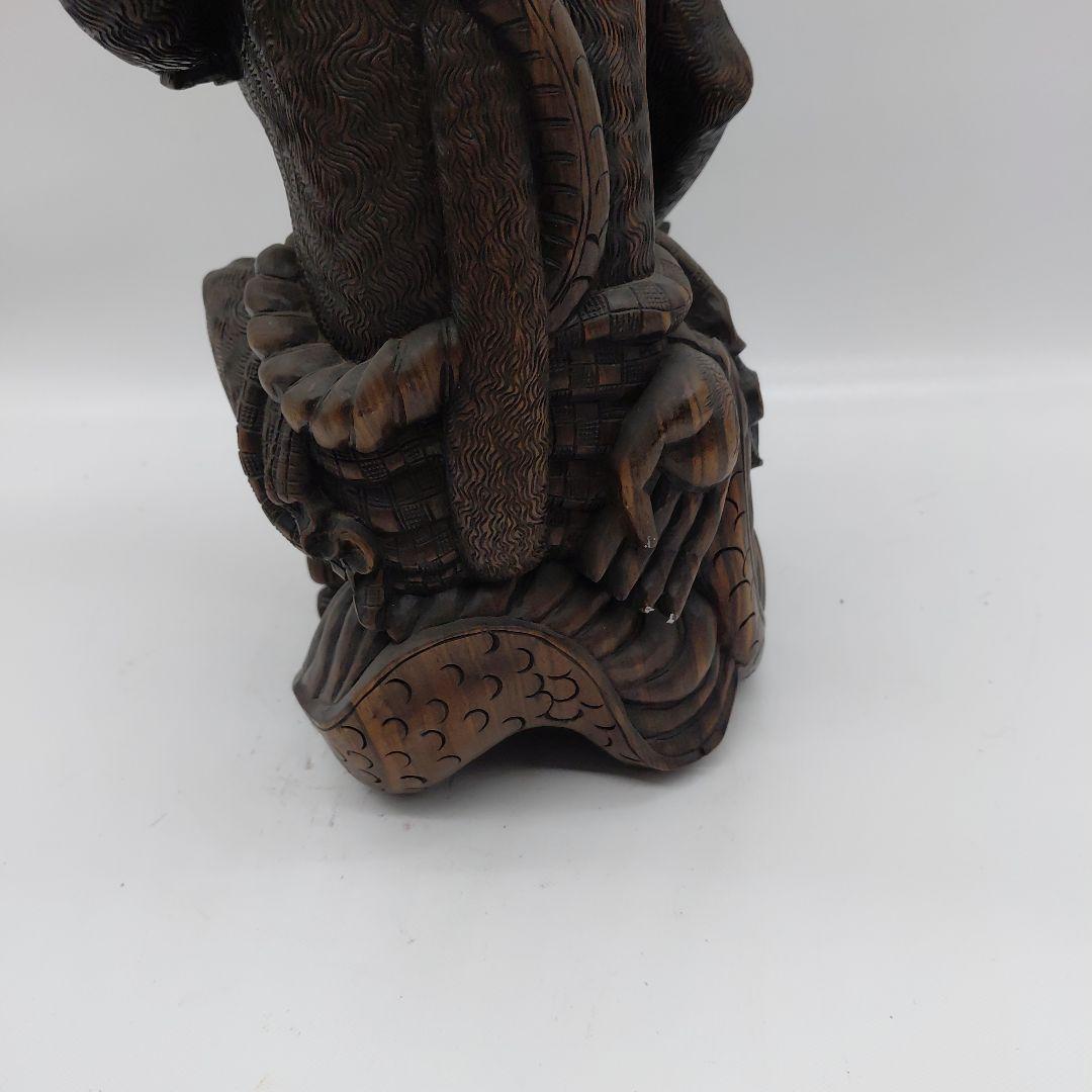 バリ　ハヌマーンと龍　黒檀彫刻