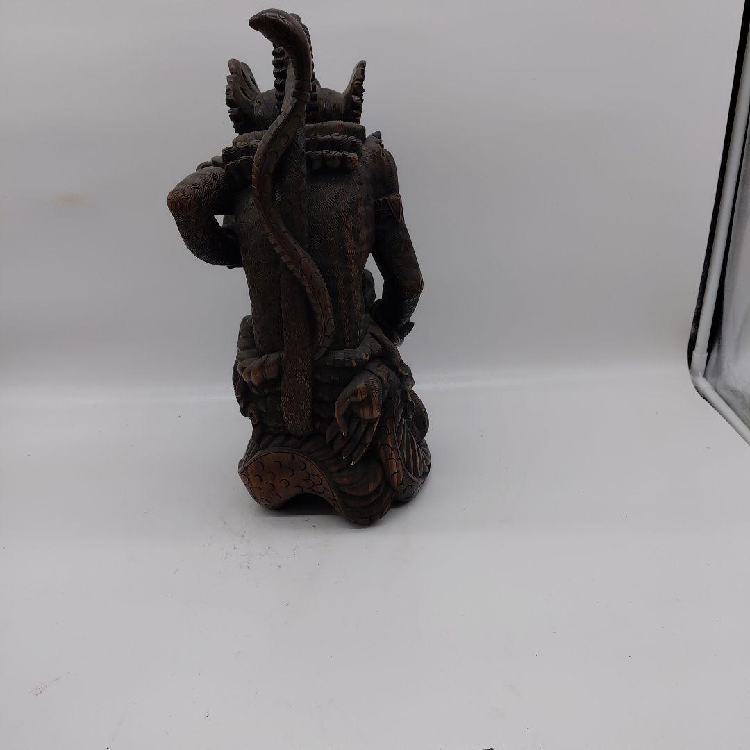 バリ　ハヌマーンと龍　黒檀彫刻