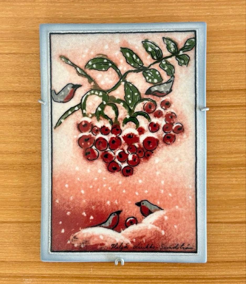 ARABIA ヘルヤ\"Lumihiutaleita hiljalleen\"陶板画