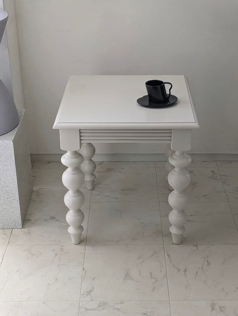 USED フレンチアンティークデザイン ミニ サイドテーブル マットホワイト