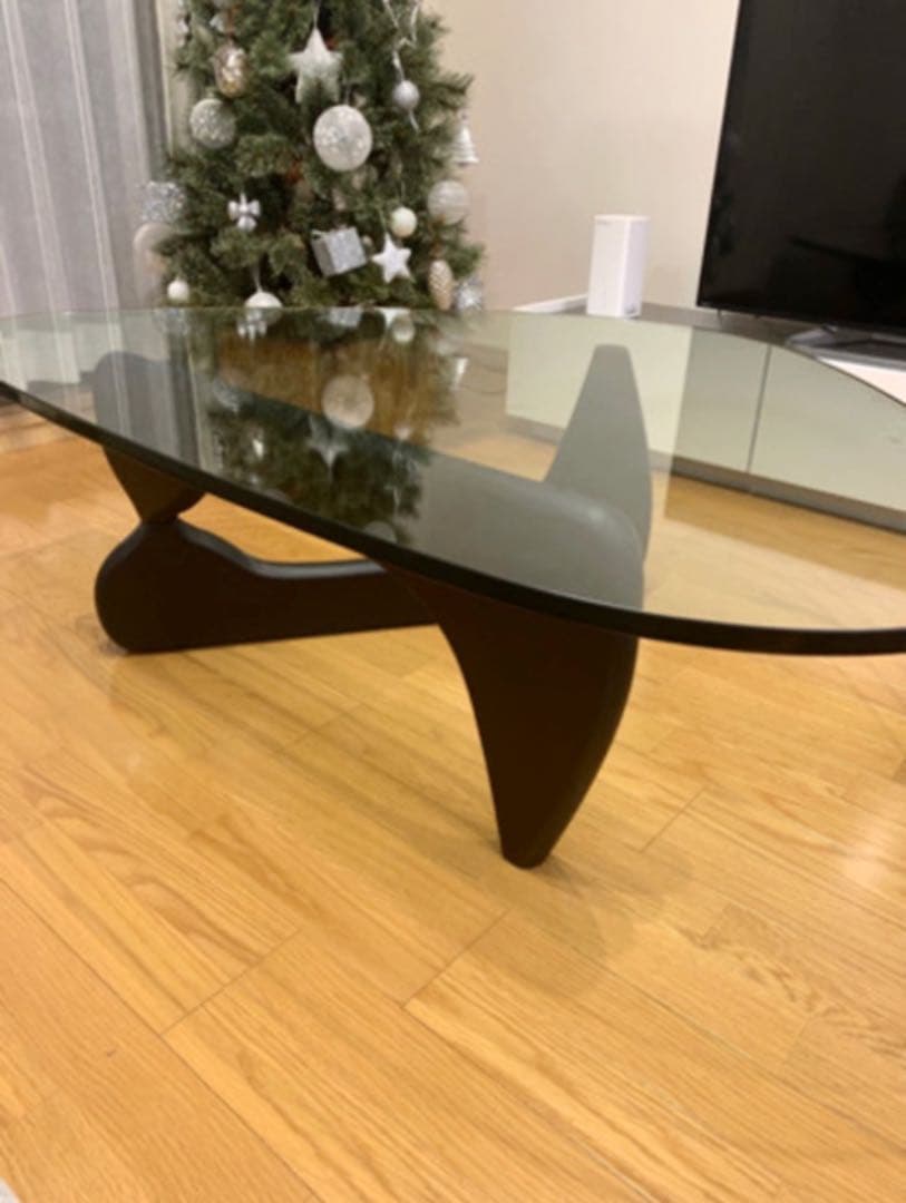 【美品】ガラスローテーブル ガラステーブル ローテーブル 黒 木製